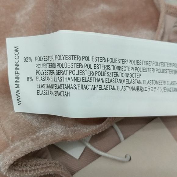 MP/C Dusty Rose Tank Plunge Velvet Bodysuit - Picture 4 of 6